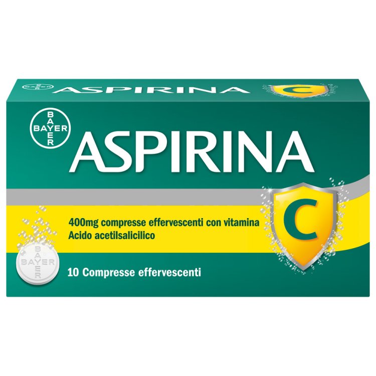 Aspirina C - Trattamento sintomatico di mal di testa, febbre e dolori da lievi a moderati - 10 compresse effervescenti 400 + 240mg