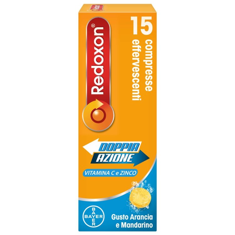 Redoxon Doppia Azione - Integratore alimentare a base di Vitamina C e Zinco - 15 Compresse Effervescenti
