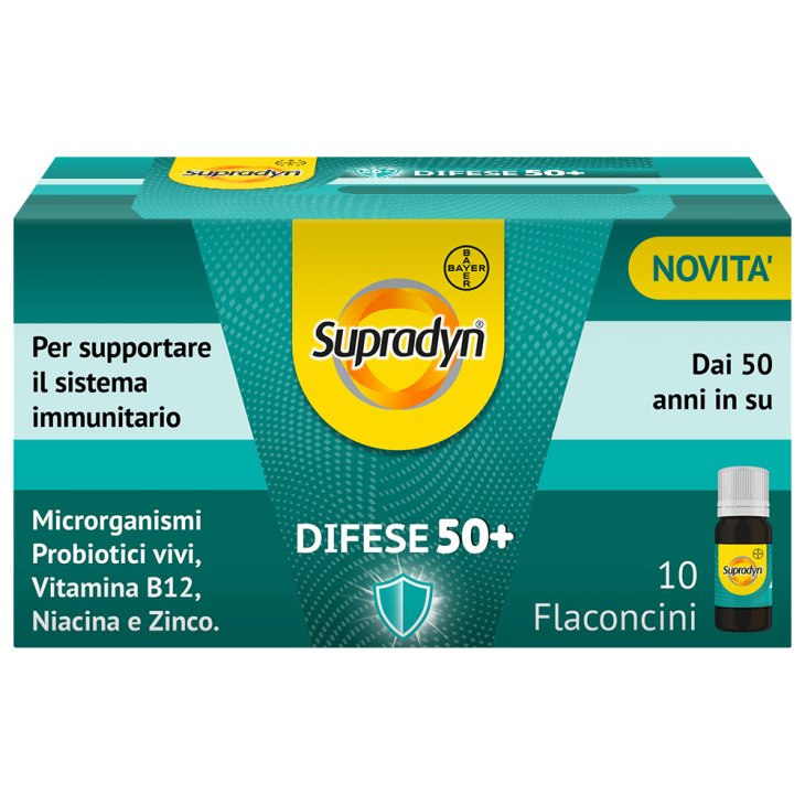 Supradyn Difese 50+ - Integratore alimentare per supportare il sistema immunitario - 10 flaconcini 