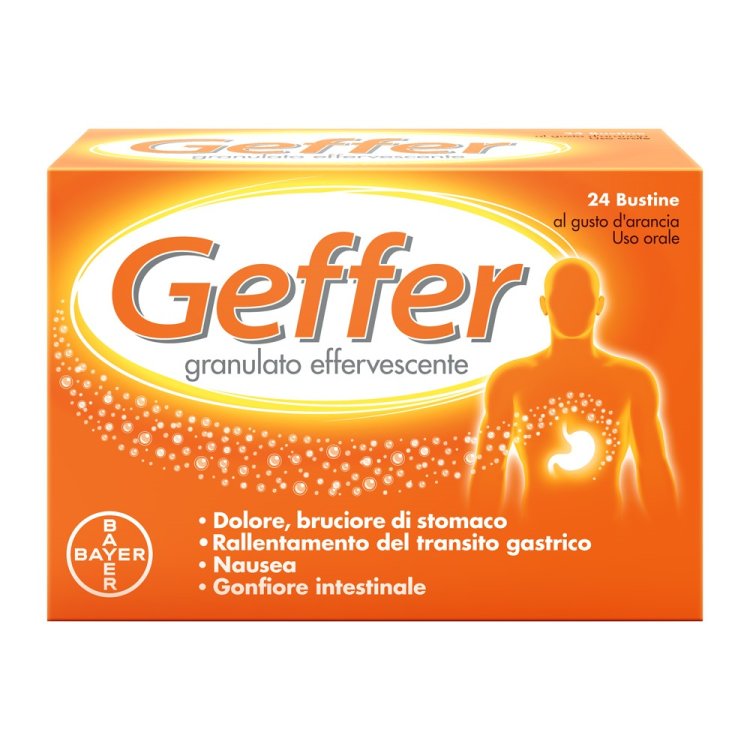 Geffer - Granulato effervescente contro acidità e bruciore di stomaco - 24 Bustine
