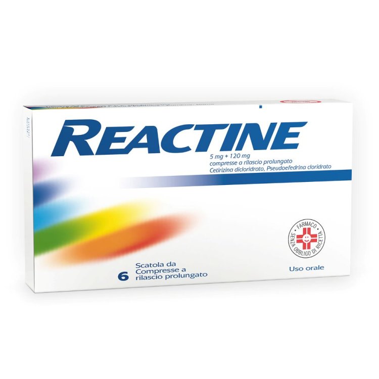 Reactine - Antistaminico e decongestionante nasale - 6 compresse 5 mg + 120 mg Rilascio Prolungato Reactine - Antistaminico e decongestionante nasale - 6 compresse 5 mg + 120 mg Rilascio Prolungato