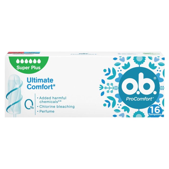 O.B. ProComfort Super Plus - Assorbenti interni per flusso molto intenso - 16 assorbenti O.B. ProComfort Super Plus - Assorbenti interni per flusso molto intenso - 16 assorbenti