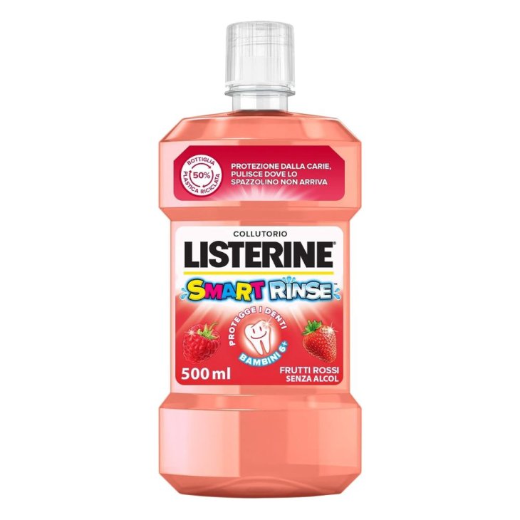 Listerine Smart Rinse Collutorio Bambini - Senza alcol formulato per bambini dai 6 anni - Gusto frutti rossi - 500 ml