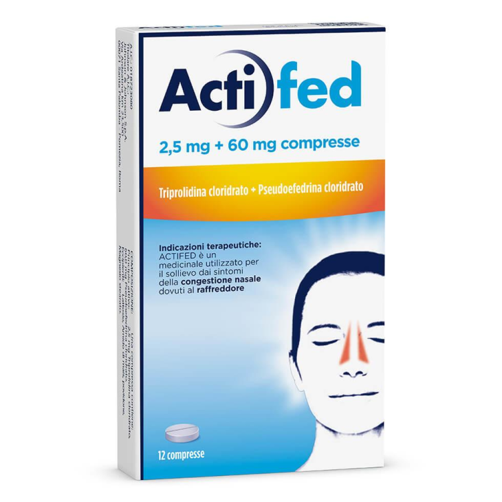 Actifed - Decongestionante della mucosa nasale - 12 compresse - Triprolidina cloridrato 2,5 mg + Pseudoefedrina cloridrato 60mg