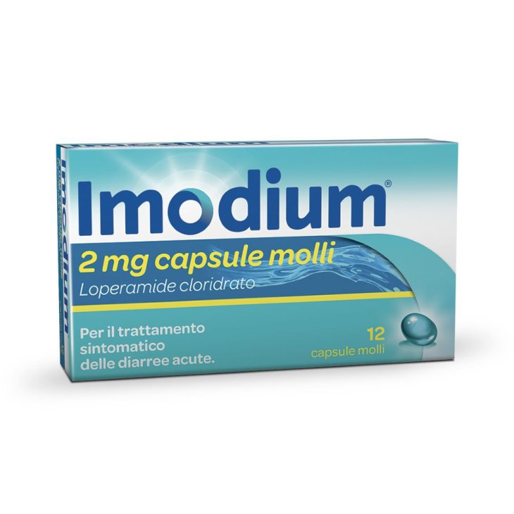 Imodium - Contro la diarrea acuta - 12 Capsule Molli - Loperamide 2 mg