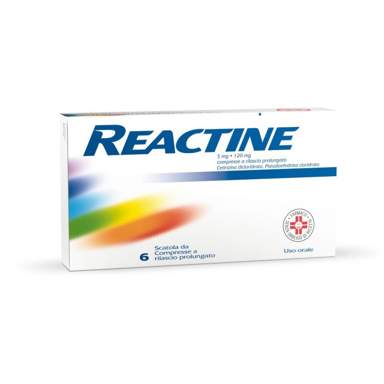 Reactine - Antistaminico e decongestionante nasale - 6 compresse 5 mg + 120 mg Rilascio Prolungato Reactine - Antistaminico e decongestionante nasale - 6 compresse 5 mg + 120 mg Rilascio Prolungato