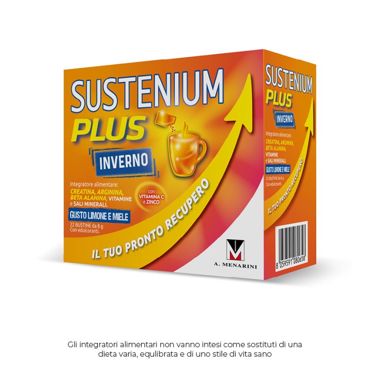 Sustenium Plus Inverno Gusto Limone e Miele - Integratore alimentare energizzante ed immunostimolante - 22 bustine