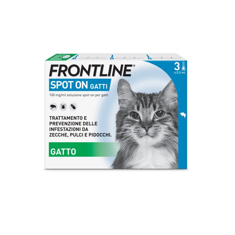 Frontline Spot On Gatti - Pipette antiparassitarie Contro Zecche, Pulci e Pidocchi - 3 pipette Frontline Spot On Gatti - Pipette antiparassitarie Contro Zecche, Pulci e Pidocchi - 3 pipette