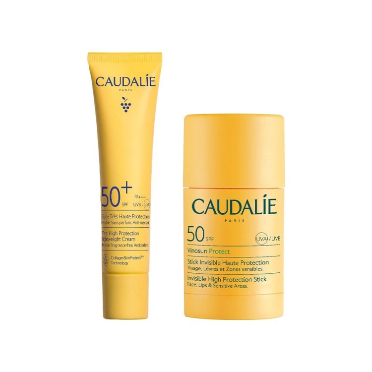 Caudalie Rituale Solare Viso SPF50 -  Vinosun Fluido solare viso 40 ml + Vinosun stick solare zone sensibili 15 g - Special Pack