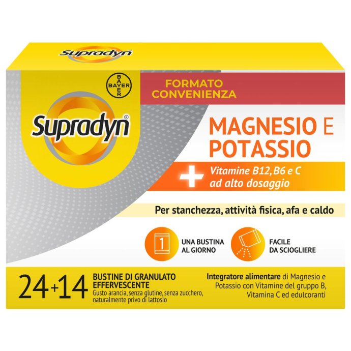 Supradyn Magnesio e Potassio - Integratore per stanchezza ed affaticamento - 24+14 bustine Supradyn Magnesio e Potassio - Integratore per stanchezza ed affaticamento - 24+14 bustine