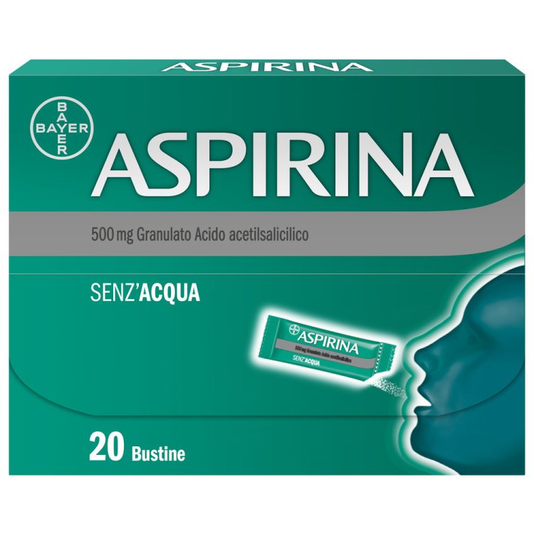 Aspirina Granulato Senza Acqua - Trattamento sintomatico di mal di testa, febbre e dolori da lievi a moderati - 20 bustine 500 mg Aspirina Granulato Senza Acqua - Trattamento sintomatico di mal di testa, febbre e dolori da lievi a moderati - 20 bustine 500 mg