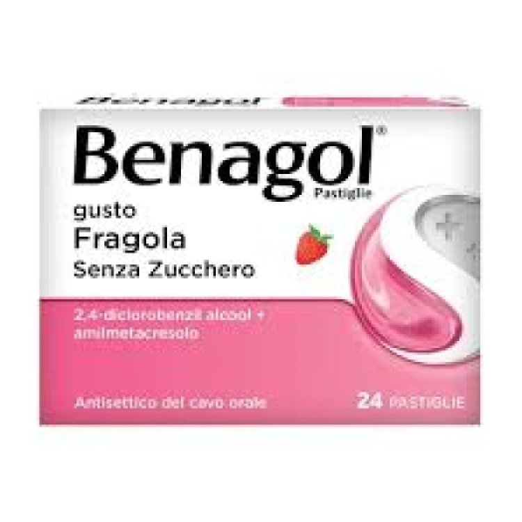 Benagol - Per i primi sintomi del mal di gola - 24 pastiglie - Gusto fragola - Senza zucchero