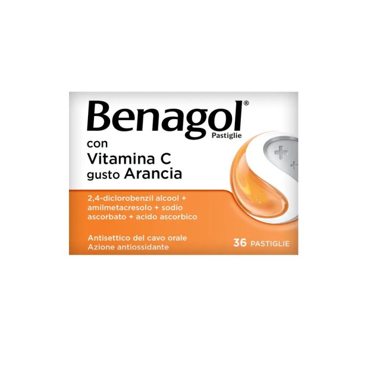 Benagol - Sollievo rapido dai primi sintomi del mal di gola - 36 Pastiglie Arancia con Vitamina C