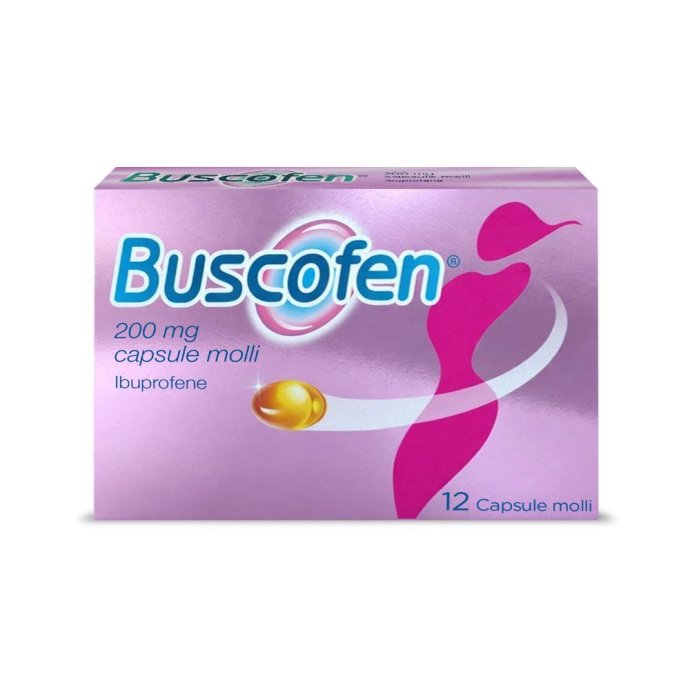 Buscofen - Ibuprofene contro dolori da ciclo - 12 capsule Molli 200 mg