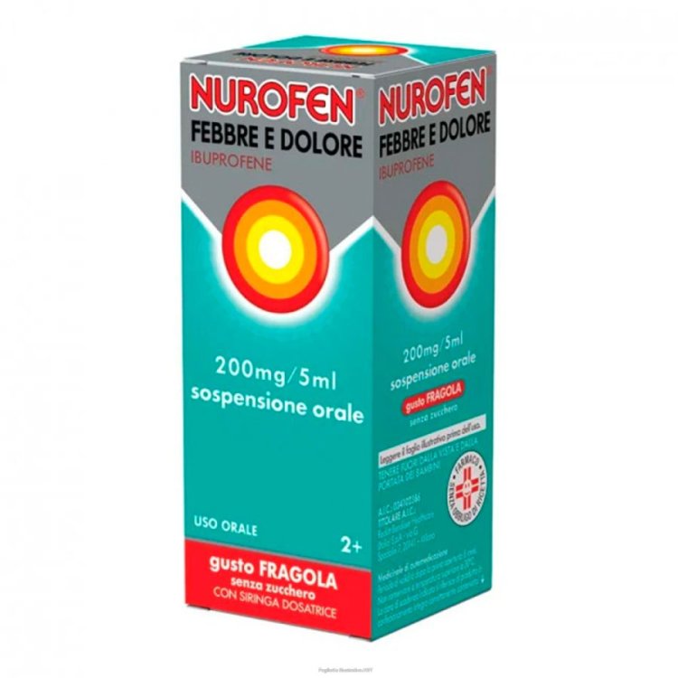 Nurofen Febbre Dolore Sciroppo 200mg/5ml Bambini Sospensione Orale Fragola 100ml