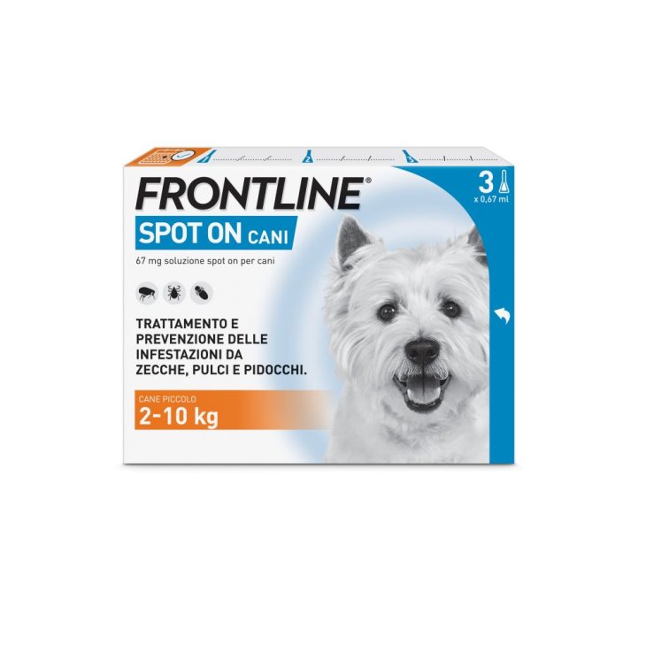 Frontline Spot On Cani da 2 a 10 kg - Pipette antiparassitarie per cani piccoli Contro Pulci, Zecche E Pidocchi - 3 pipette