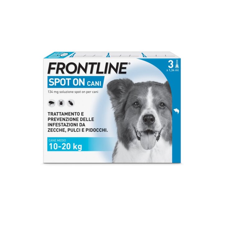Frontline Spot On Cani da 10 a 20 kg - Pipette antiparassitarie per cani medi Contro Pulci, Zecche E Pidocchi - 3 pipette