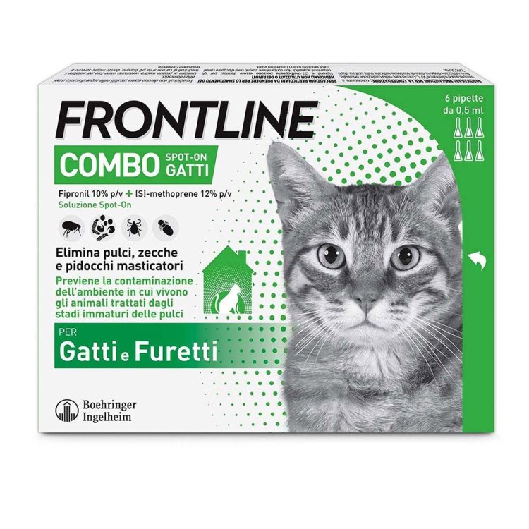 Frontline Combo Gatti - Pipette antiparassitarie Contro Pulci, Zecche E Pidocchi - 6 pipette 