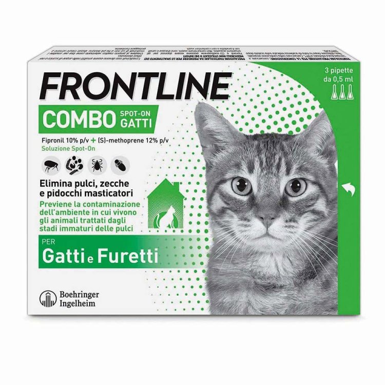 Frontline Combo Gatti - Pipette antiparassitarie - 3 Pipette monodose da 0,5 ml