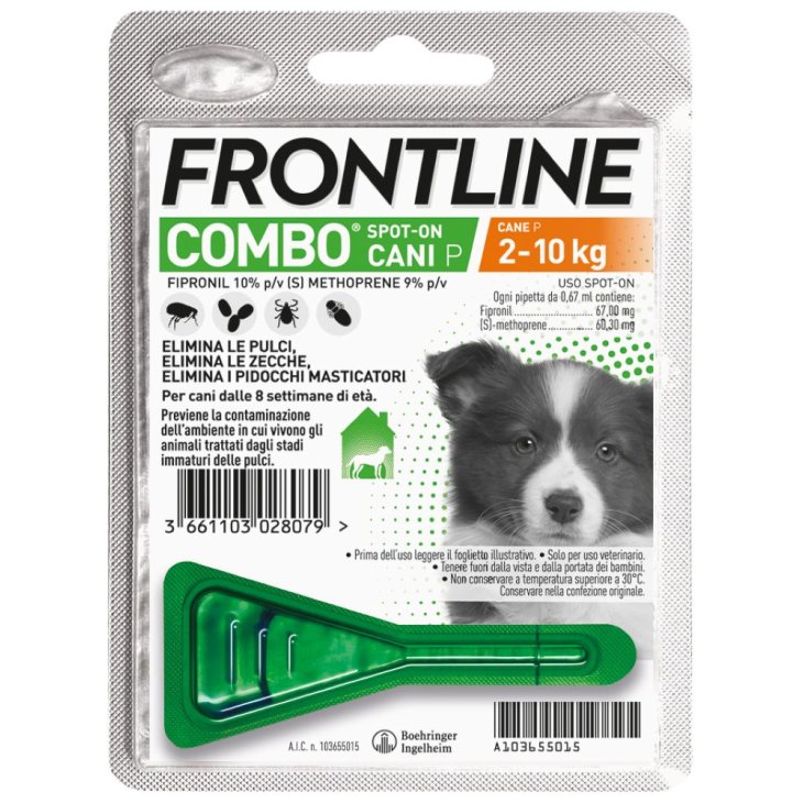 Frontline Combo Cani da 2 a 10 Kg - Pipette antiparassitarie Contro Pulci, Zecche E Pidocchi - 1 Pipetta monodose