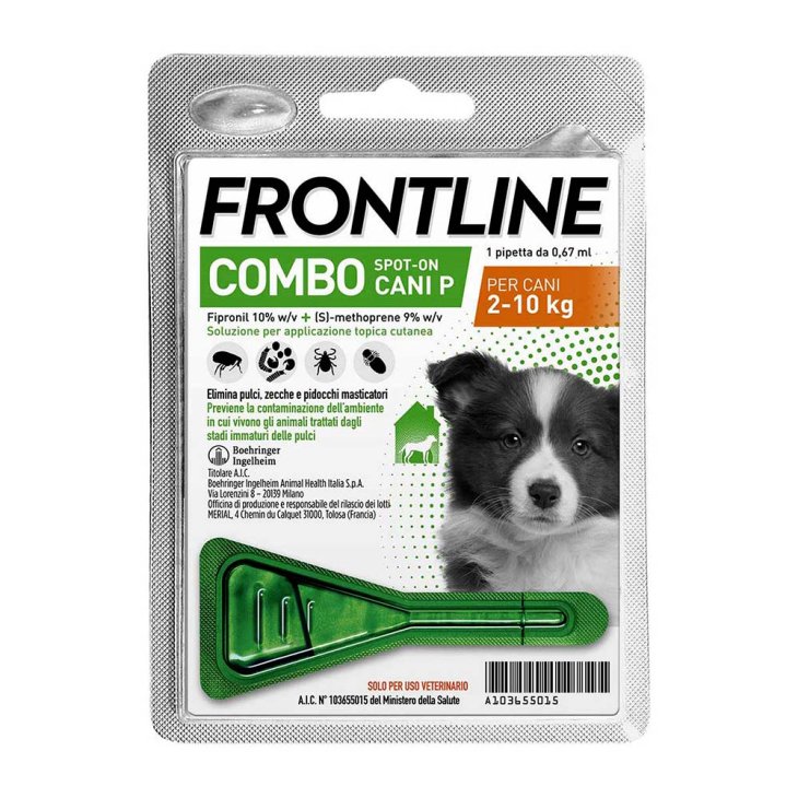Frontline Combo Cani da 2 a 10 Kg - Pipette antiparassitarie Contro Pulci, Zecche E Pidocchi - 1 Pipetta monodose Frontline Combo Cani da 2 a 10 Kg - Pipette antiparassitarie Contro Pulci, Zecche E Pidocchi - 1 Pipetta monodose