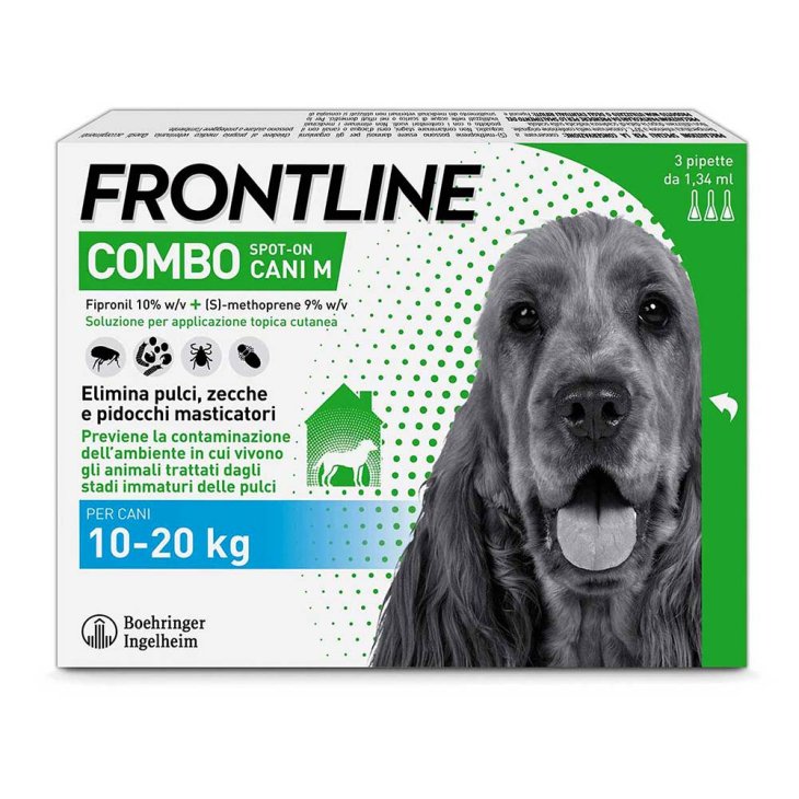 Frontline Combo Cani da 10 a 20 Kg - Pipette antiparassitarie Contro Pulci, Zecche E Pidocchi - 3 Pipette monodose Frontline Combo Cani da 10 a 20 Kg - Pipette antiparassitarie Contro Pulci, Zecche E Pidocchi - 3 Pipette monodose