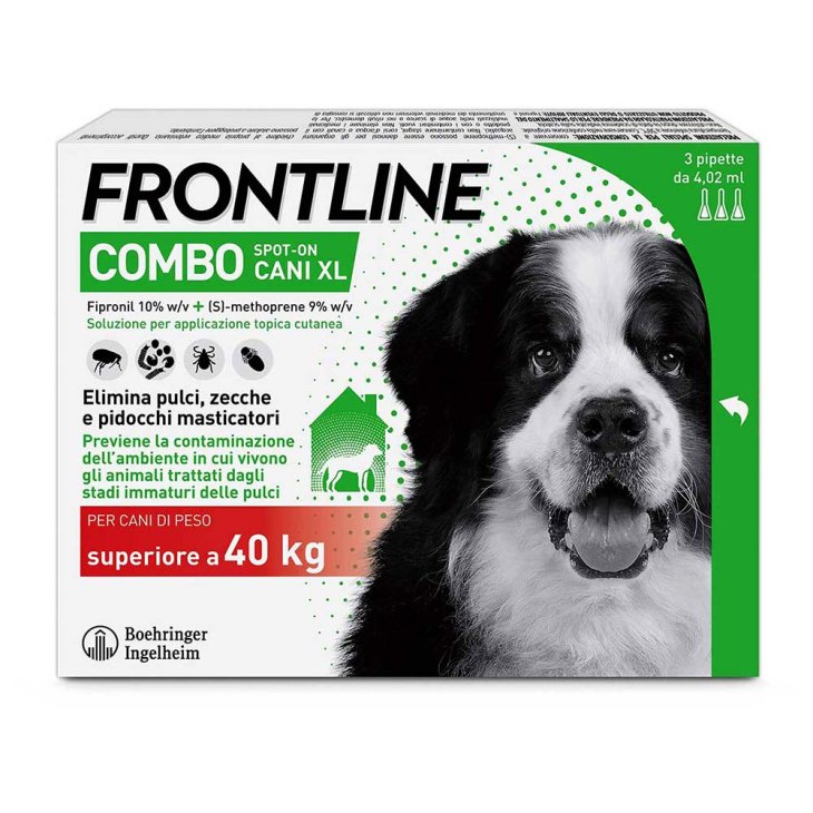 Frontline Combo Cani oltre 40 Kg - Pipette antiparassitarie Contro Pulci, Zecche E Pidocchi - 3 Pipette monodose Frontline Combo Cani oltre 40 Kg - Pipette antiparassitarie Contro Pulci, Zecche E Pidocchi - 3 Pipette monodose