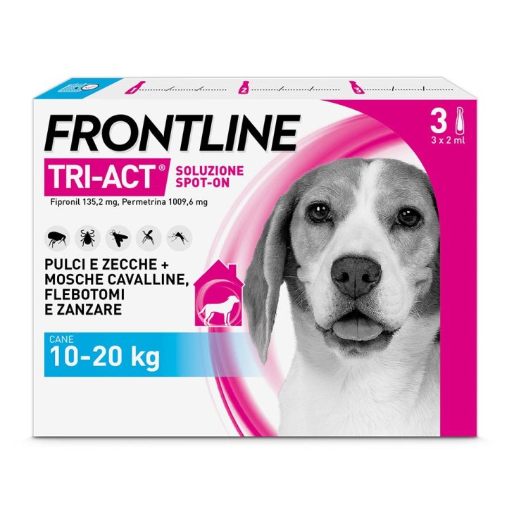 Frontline Tri-Act Cani da 10 a 20 kg - Pipette antiparassitarie Contro Parassiti Esterni E Insetti Volanti - 3 pipette monodose