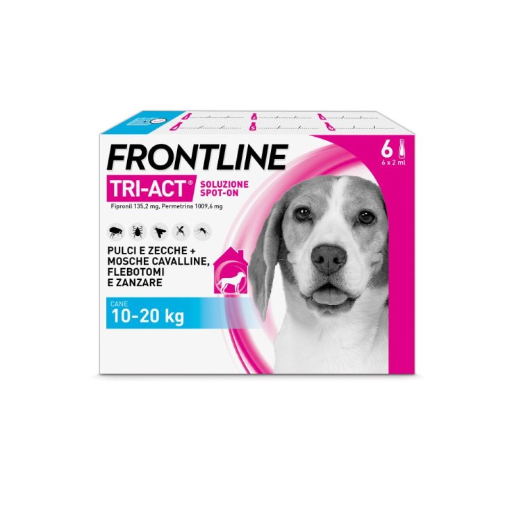 Frontline Tri-Act Cani da 10 a 20 kg - Pipette antiparassitarie Contro Parassiti Esterni E Insetti Volanti - 6 pipette monodose