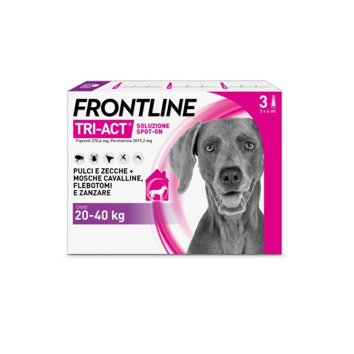 Frontline Tri-Act Cani da 20 a 40 kg - Pipette antiparassitarie Contro Parassiti Esterni E Insetti Volanti - 3 pipette monodose