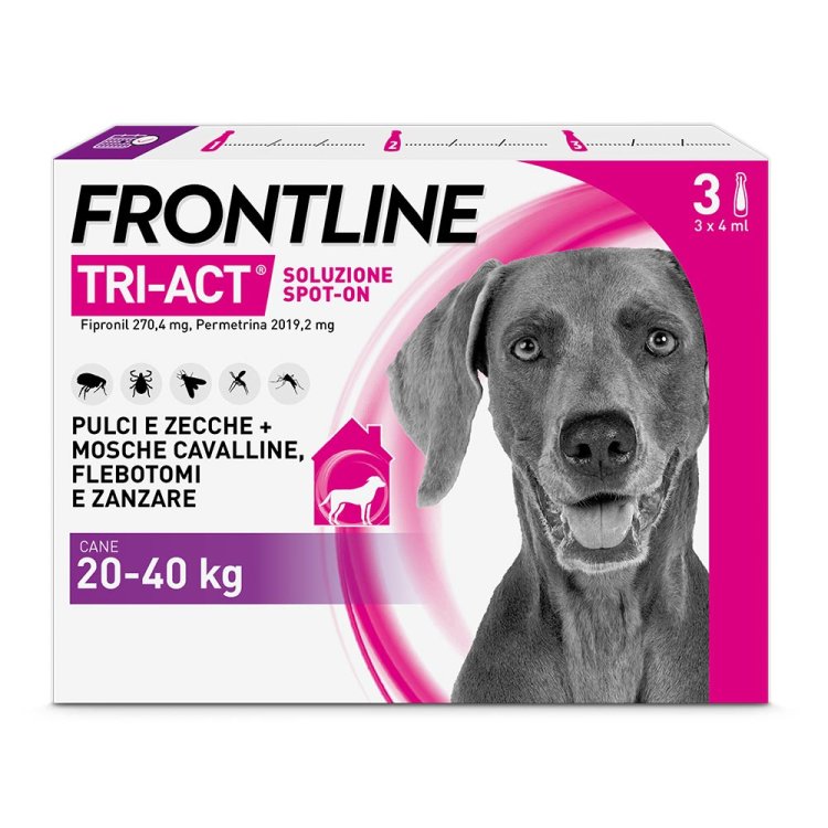 Frontline Tri-Act Cani da 20 a 40 kg - Pipette antiparassitarie Contro Parassiti Esterni E Insetti Volanti - 3 pipette monodose