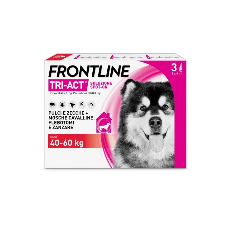 Frontline Tri-Act per Cani da 40 a 60 Kg - Pipette antiparassitarie Contro Parassiti Esterni E Insetti Volanti - 3 pipette monodose