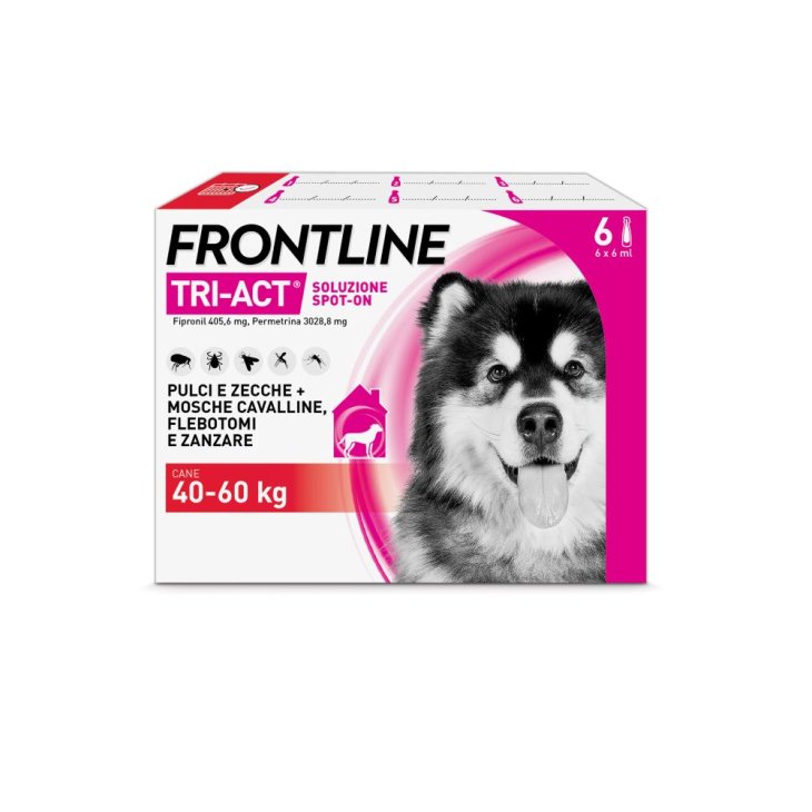 Frontline Tri-Act Cani da 40 a 60 kg - Pipette antiparassitarie Contro Parassiti Esterni E Insetti Volanti - 6 pipette monodose