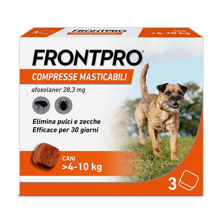 Frontpro Cani da 4 a 10 kg - Compresse masticabili antiparassitarie contro pulci e zecche - 3 compresse