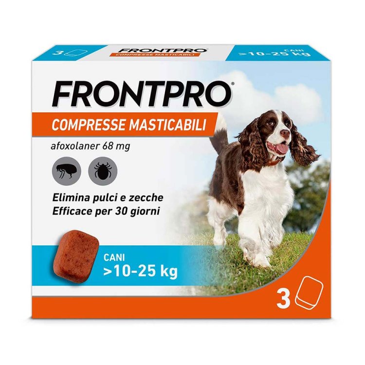 Frontpro Cani da 10 a 25 kg - Compresse masticabili antiparassitarie contro pulci e zecche - 3 compresse