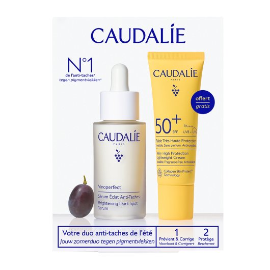 Caudalie Cofanetto Vinoperfect Siero + Vinosun Fluido Solare Viso SPF50+ - Siero antimacchie 30 ml + Fluido solare viso 20 ml - Edizione 2026