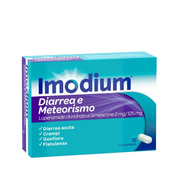 Imodium Diarrea E Meteorismo - Per il trattamento della diarrea acuta degli adulti - 12 compresse