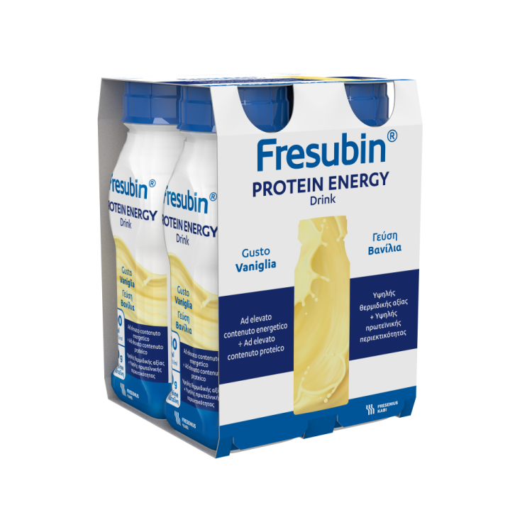 Fresubin Protein Energy Drink Vaniglia - Supplemento nutrizionale ad elevato contenuto energetico per malnutrizione - 4 flaconi da 200 ml ciascuno