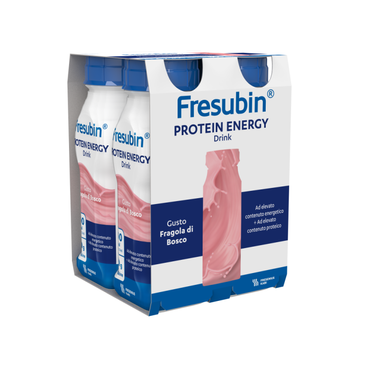 Fresubin Protein Energy Drink Fragola - Supplemento nutrizionale ad elevato contenuto energetico per malnutrizione - 4 flaconi da 200 ml ciascuno