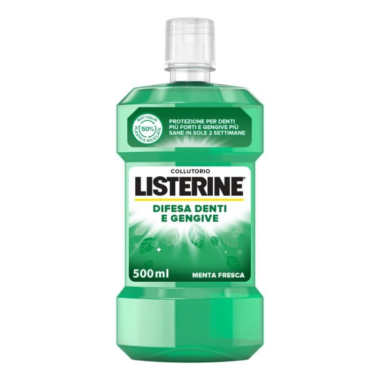 Listerine Difesa Denti e Gengive Collutorio - Ideale per l'igiene orale quotidiana - Gusto Menta fresca - 500 ml