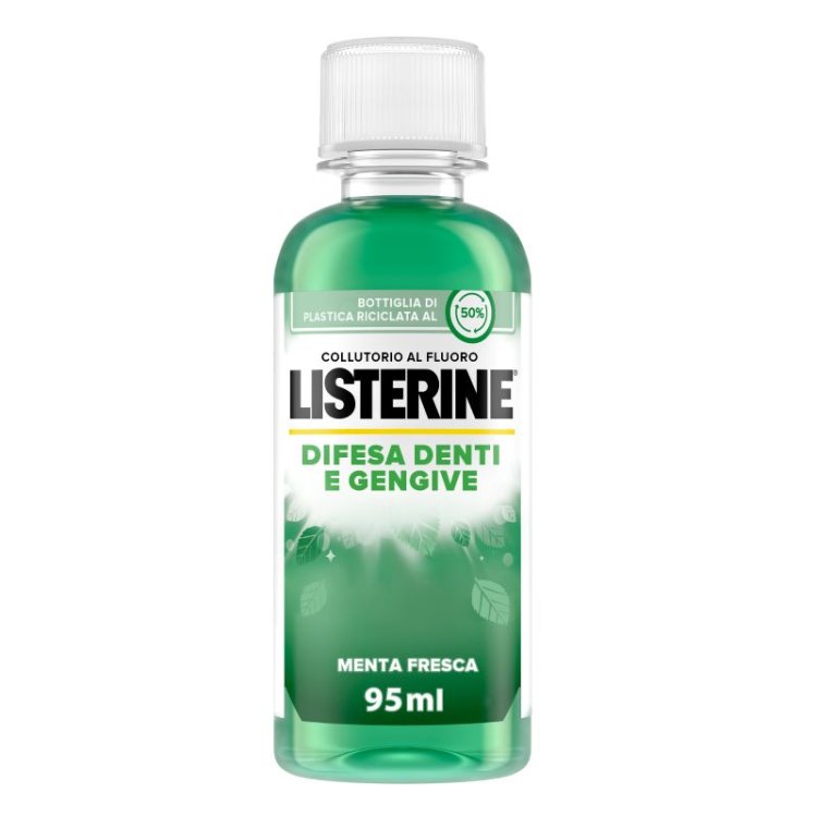 Listerine Difesa Denti e Gengive Collutorio - Ideale per l'igiene orale quotidiana - Gusto Menta fresca - 95 ml