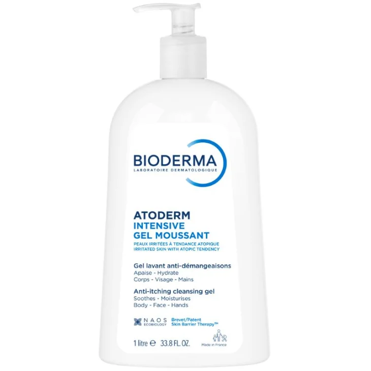 Bioderma Atoderm Intensive Gel Moussant - Detergente quotidiano per pelle molto secca e atopica - 1 litro