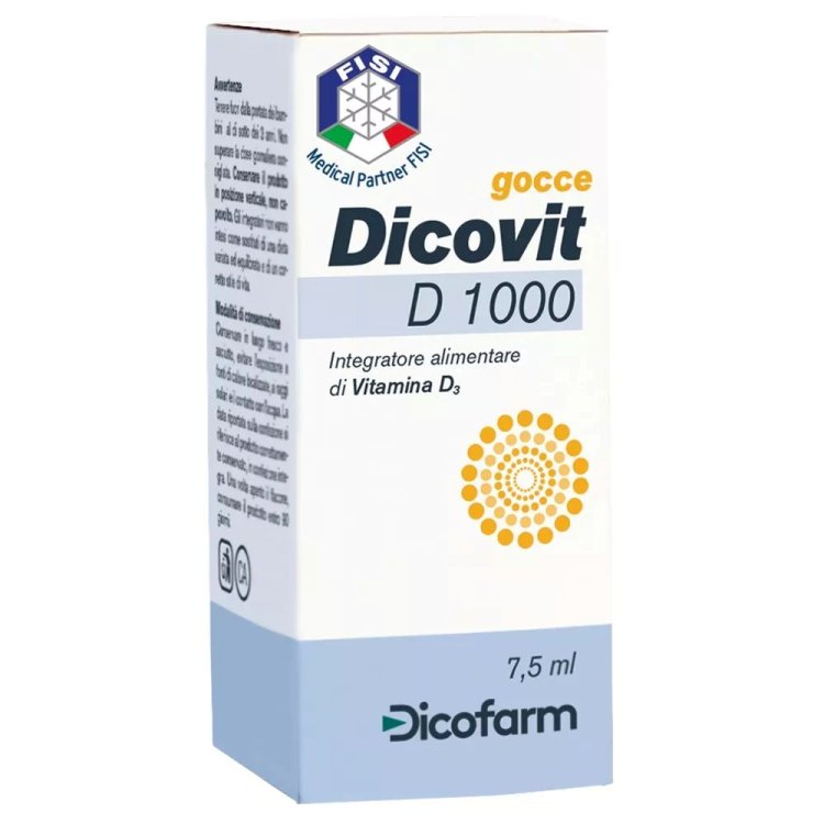 Dicovit D 1000 Gocce - Integratore a base di Vitamina D3 per ossa e sistema immunitario - 7,5 ml