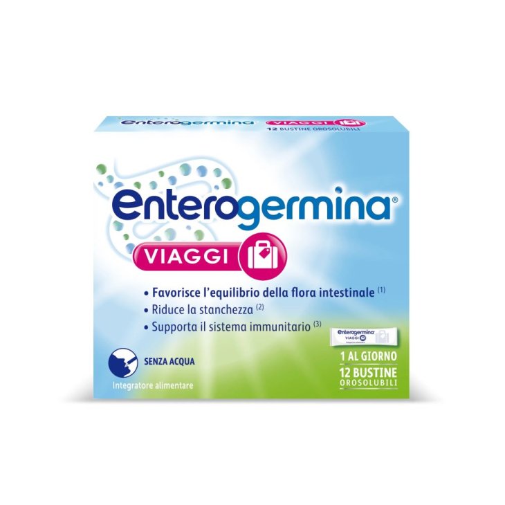 Enterogermina Viaggi - Integratore per l'equilibrio della flora batterica intestinale - 12 bustine orosolubili