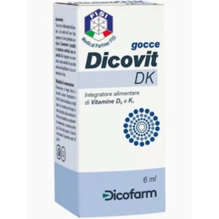 Dicovit DK Gocce - Integratore a base di Vitamina D3 e Vitamina K1 per lo sviluppo delle ossa dei bambini - 6 ml