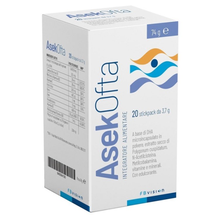Fb Vision AsekOfta Integratore Alimentare Con Dha e Vitamine - 20 Stickpack Fb Vision AsekOfta Integratore Alimentare Con Dha e Vitamine - 20 Stickpack