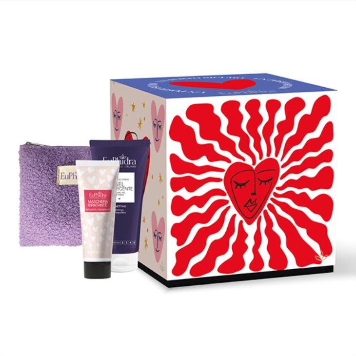 Euphidra Cofanetto di Natale Un Posto Sicuro - Gel detergente 200 ml + Maschera idratante 30 ml + Beauty Pochette 