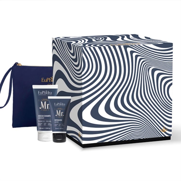 Euphidra Cofanetto di Natale Viaggiare Senza Meta - Mr. doccia shampoo idratante 100 ml  + Mr. dopo barba lenitivo 50 ml + Beauty Travel