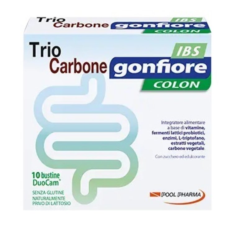 Trio Carbone Gonfiore IBS Colon - Integratore alimentare per colon irritato - 10 Bustine