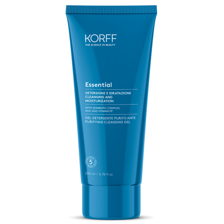 Korff Essential Gel Detergente Purificante - Adatto per la detersione di pelli miste e grasse - 200 ml